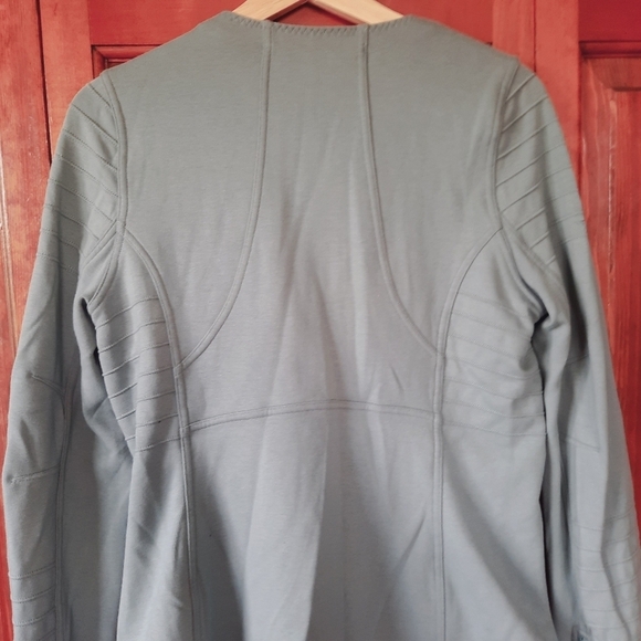 🛍 Athleta Moto Jacket Minimalistic Grey green grey zip-up jacket 982849 size M - Picture 15 of 16